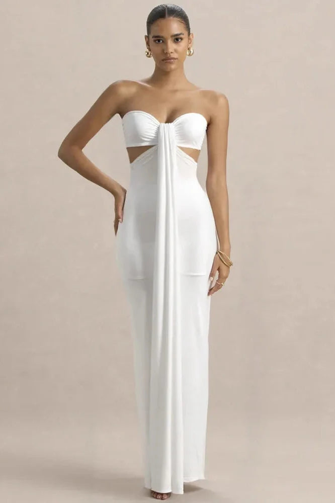 Off-Shoulder Strapless Sleeveless Backless Bodycon Maxi Dress