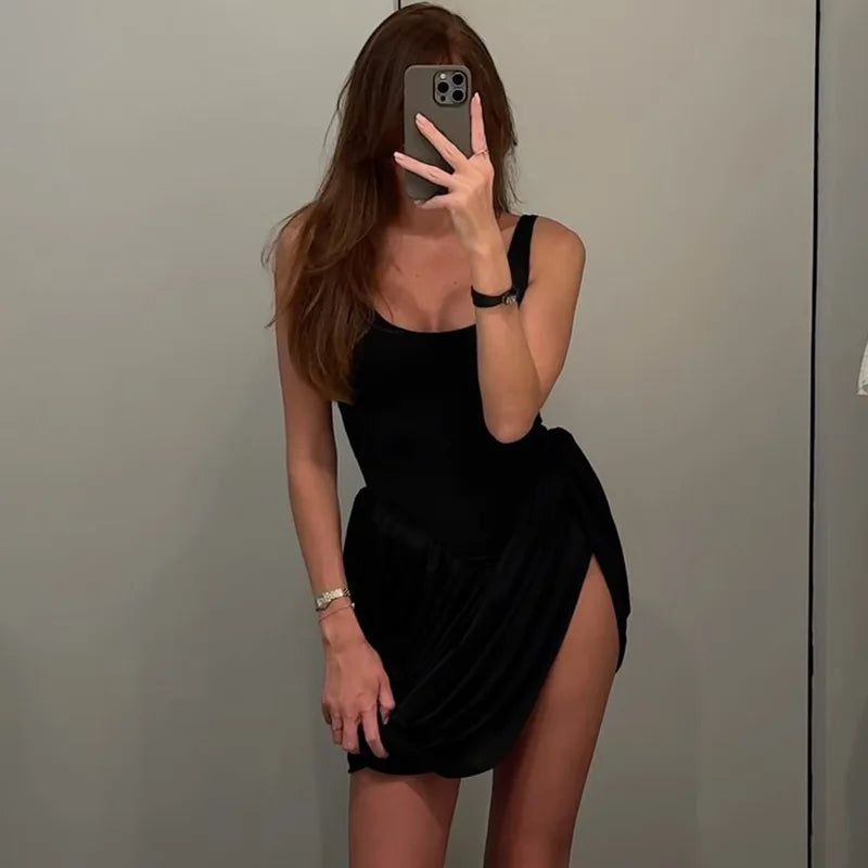 Elegant High Waist Backless Mini Dress