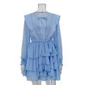 See-Through Long Sleeve Lace Up Mini Dress