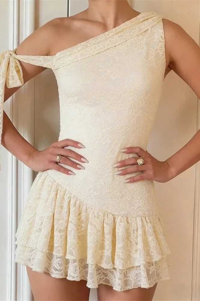 Patchwork Printed Lace-Up Bodycon Mini Dress