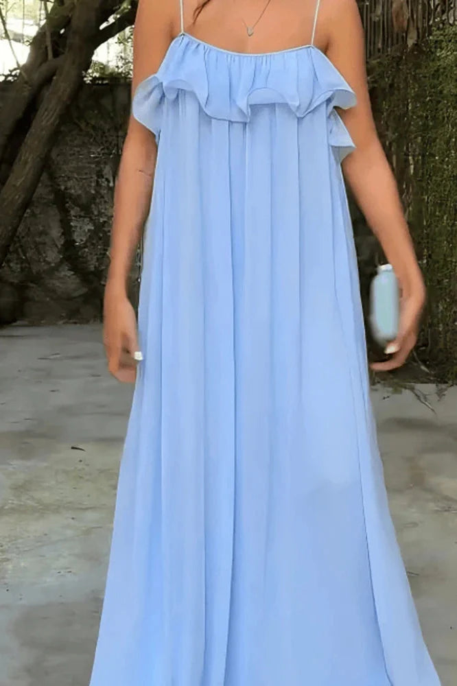 Elegant Hollow Out Sleeveless Spaghetti Strap Maxi Dress