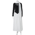 Patchwork Scarf Ribbon Round Neck A-Line Maxi Dress