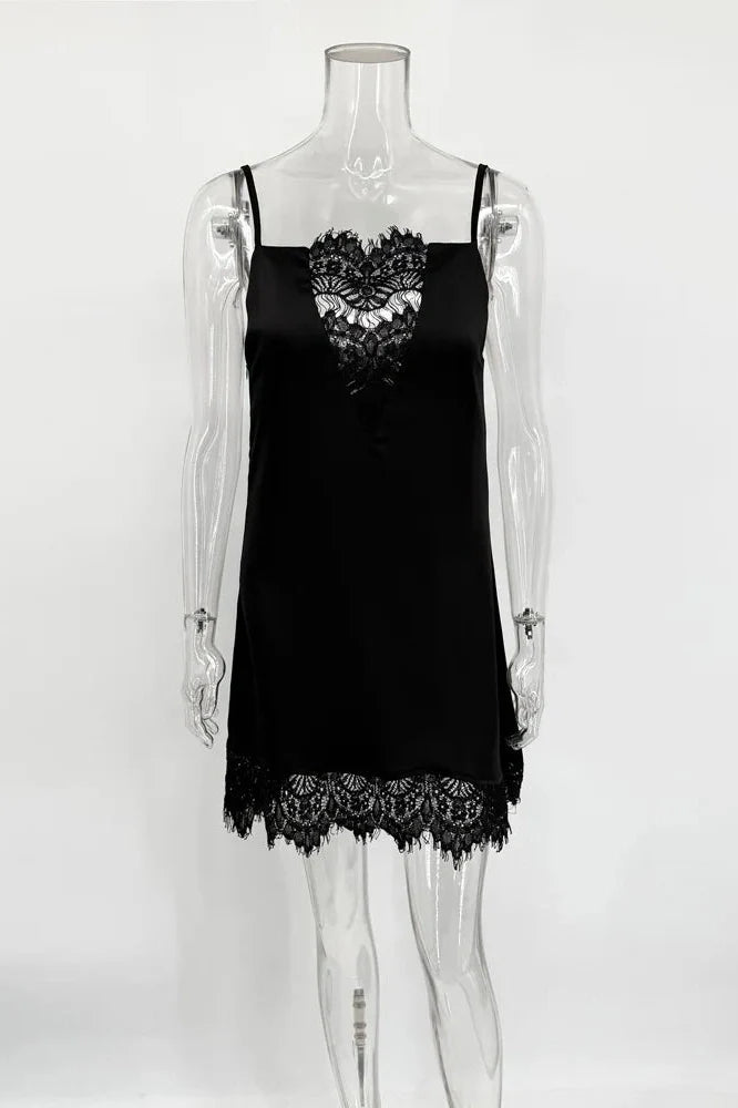 Lace Hollow Out Backless Patchwork Slim Mini Dress