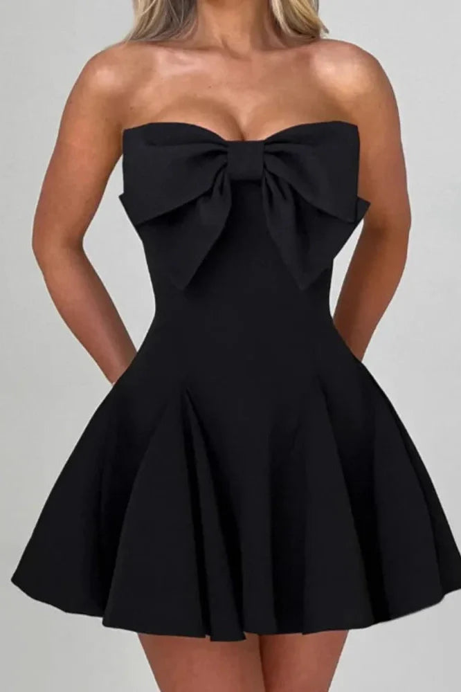 Strapless Backless Off-Shoulder Sleeveless A-line Mini Dress