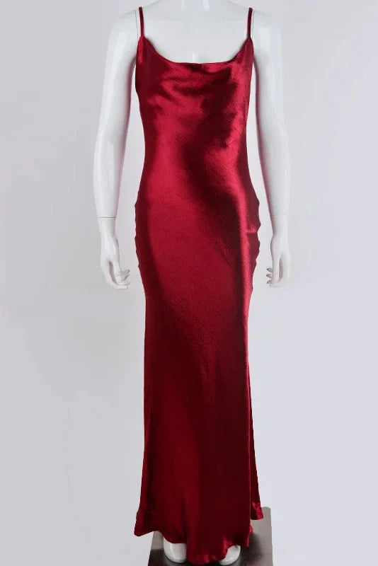 Elegant Spaghetti Strap Sleeveless Backless Maxi Dress