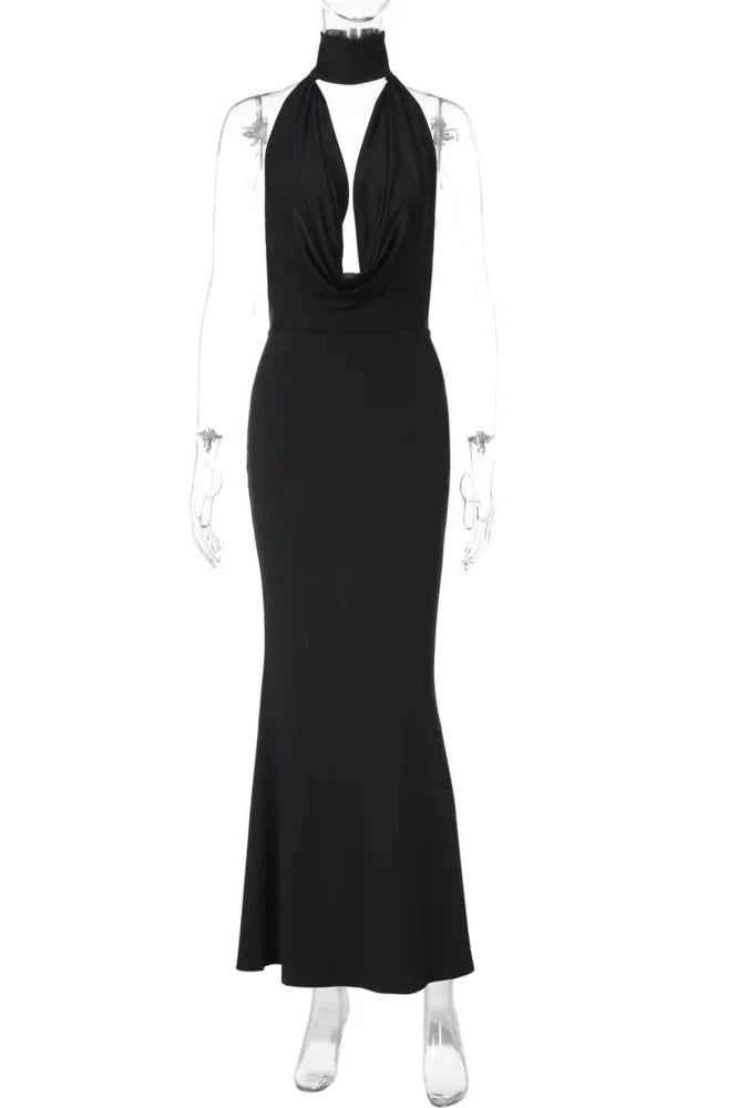 Hollow Out Backless Sleeveless Bodycon Split Maxi Dress