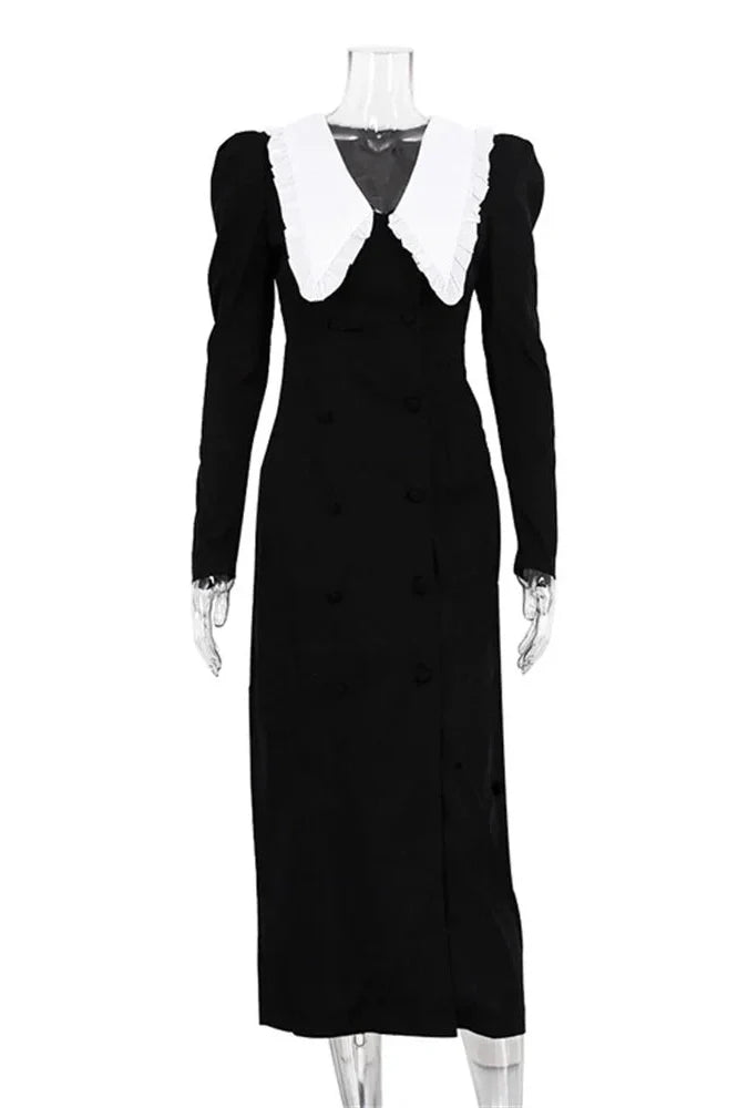 Patchwork V-Neck Slim High Split Maxi Dress