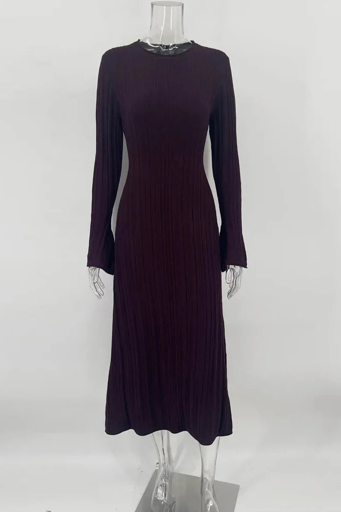 Lace-Up High Waist Long Sleeve Maxi Dress