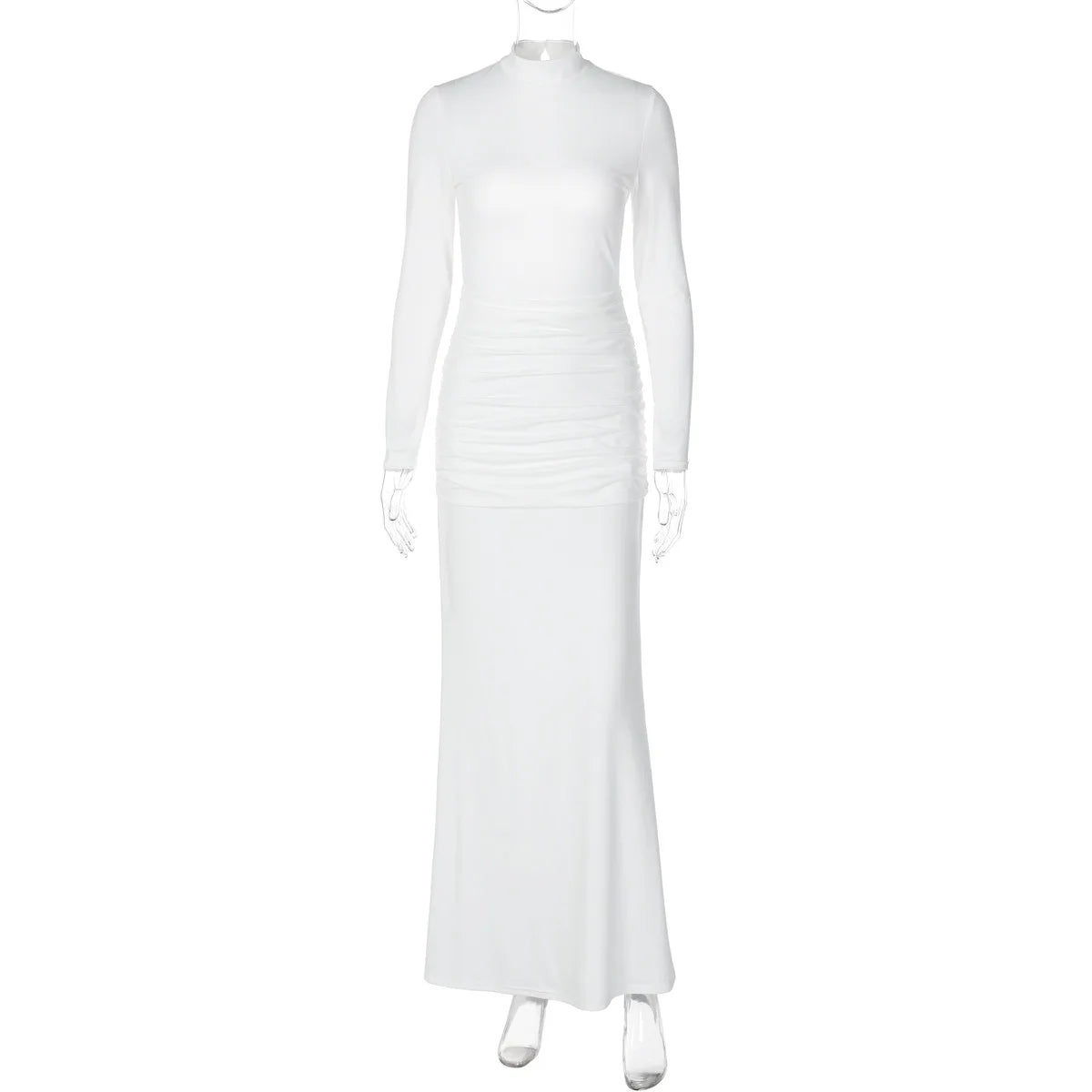 Backless Slim Turtleneck Long Sleeve Maxi Dress