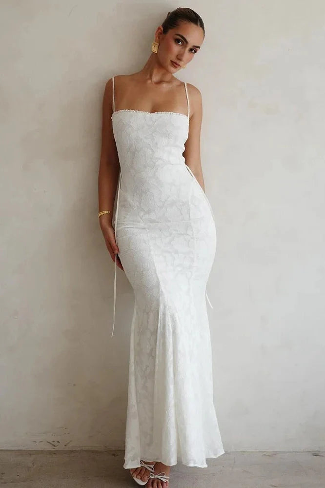 Backless Lace-up Spaghetti Strap Sleeveless Maxi Dress