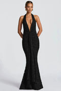 Deep V Neck Sleeveless Backless Maxi Dress