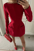 Elegant Long Sleeve Bodycon High Waist Mini Dress