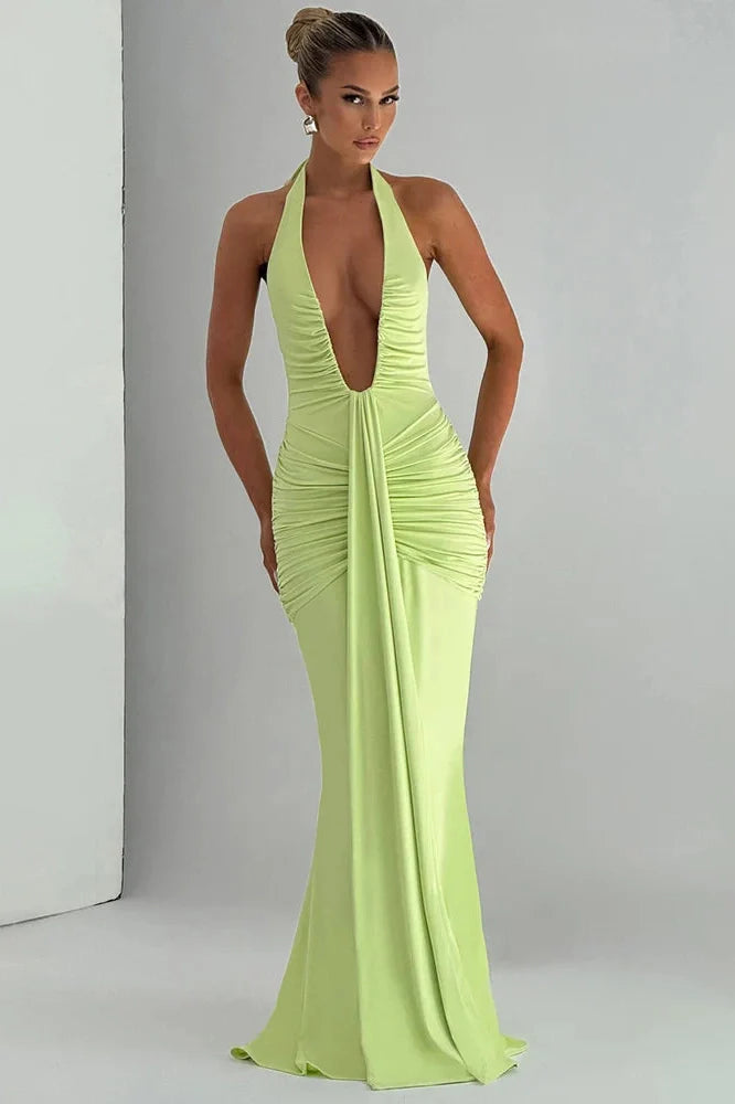 Deep V Neck Sleeveless Backless Maxi Dress