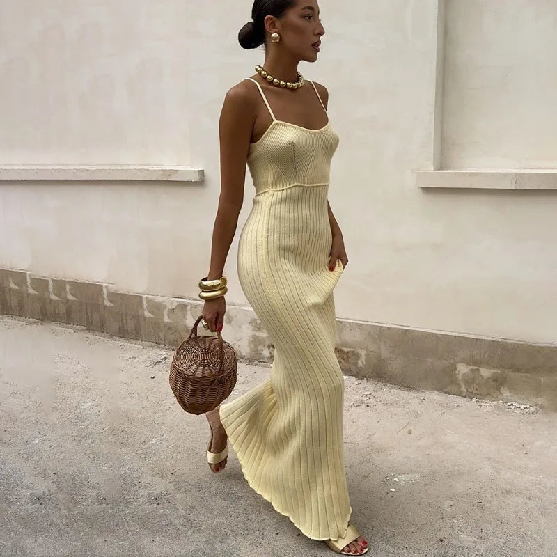 Sleeveless Spaghetti Strap Slim Maxi Dress