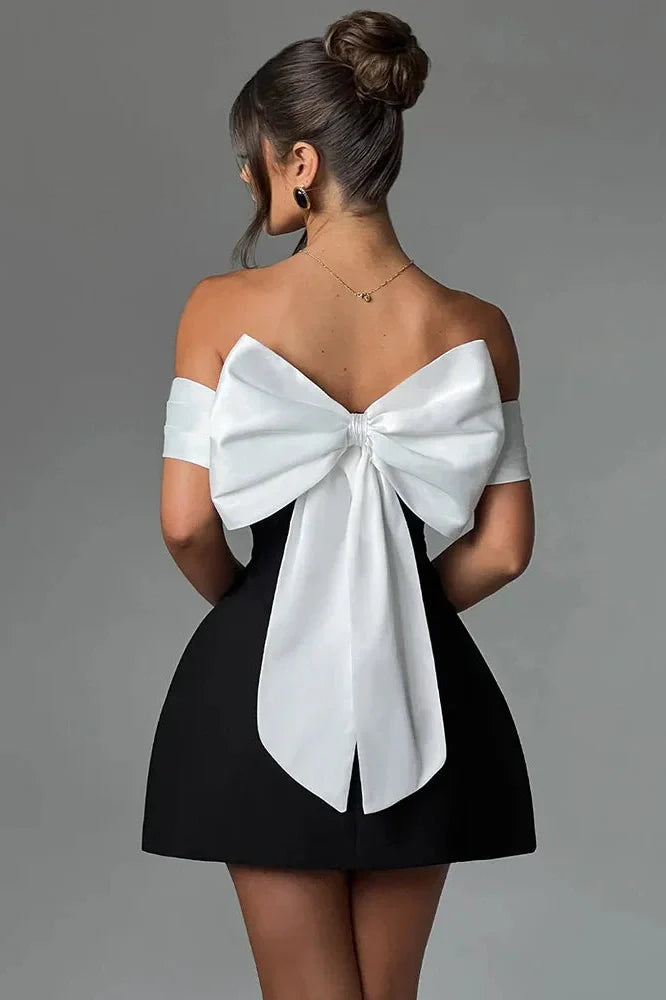 Backless Off-Shoulder Strapless Sleeveless A-line Mini Dress