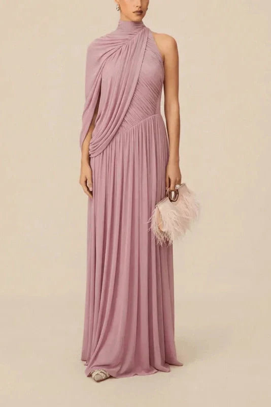 Hollow Out Pleated Slim Maxi Dress