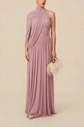 Hollow Out Pleated Slim Maxi Dress