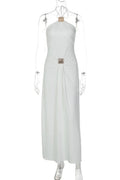 Hollow Out High Waist Slim Lace-Up Maxi Dress