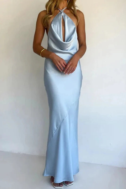 Hollow Out Backless High Waist Slim Maxi Dress