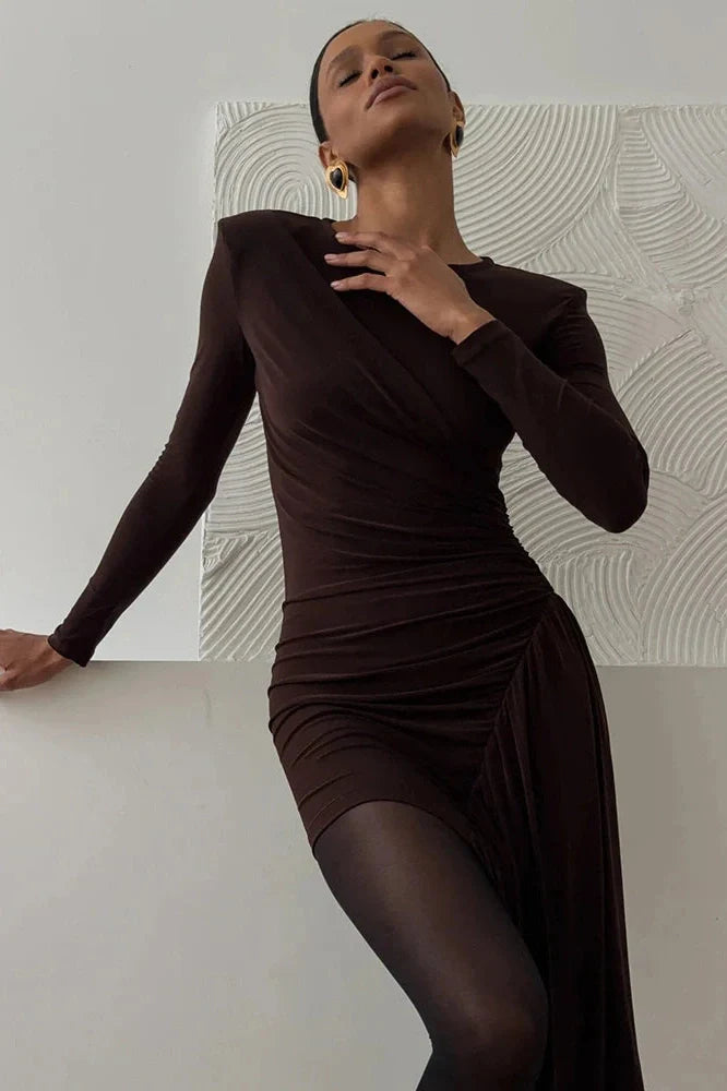 Long Sleeve O Neck Bodycon Maxi Dress