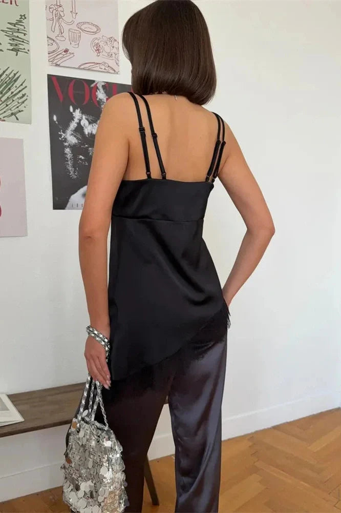 Lace V-Neck Backless High Waist Patchwork Mini Dress