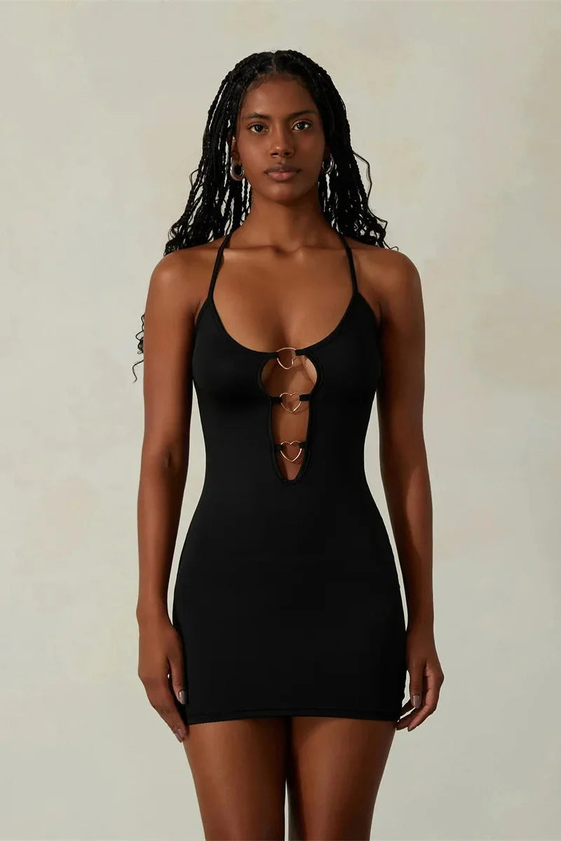 Spaghetti Strap Sleeveless Backless Bodycon Mini Dress