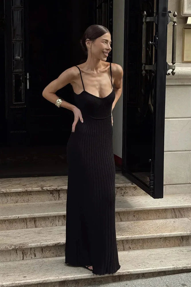 Elegant Knitted Slim High Waist Maxi Dress