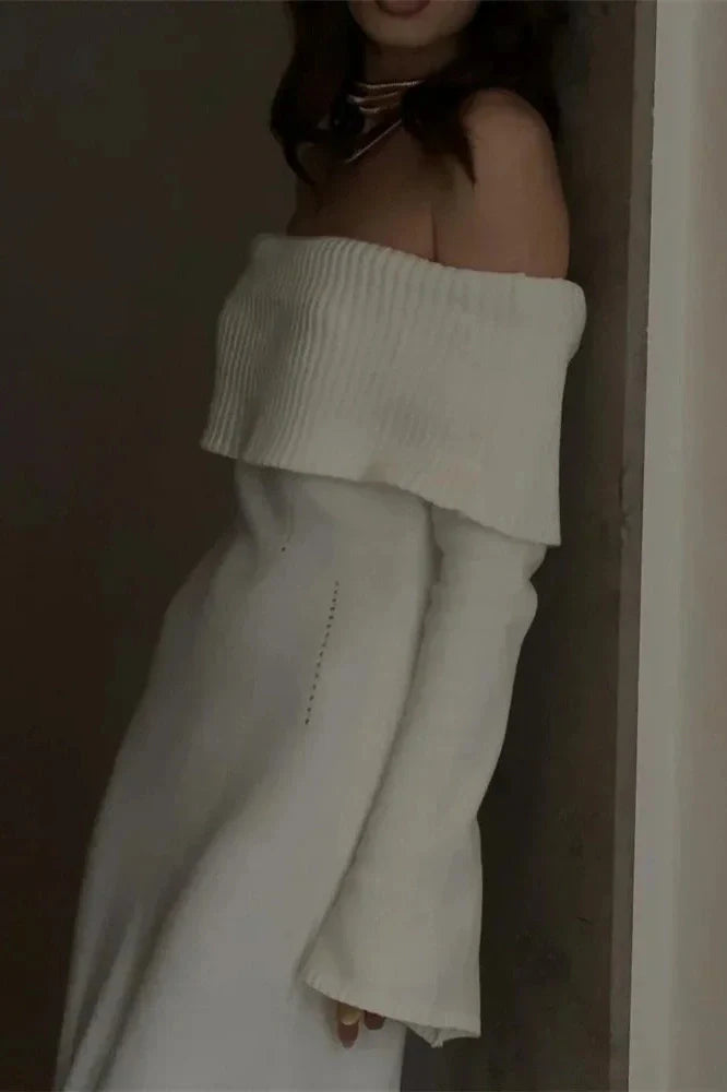Off-Shoulder High Waist Maxi Dress