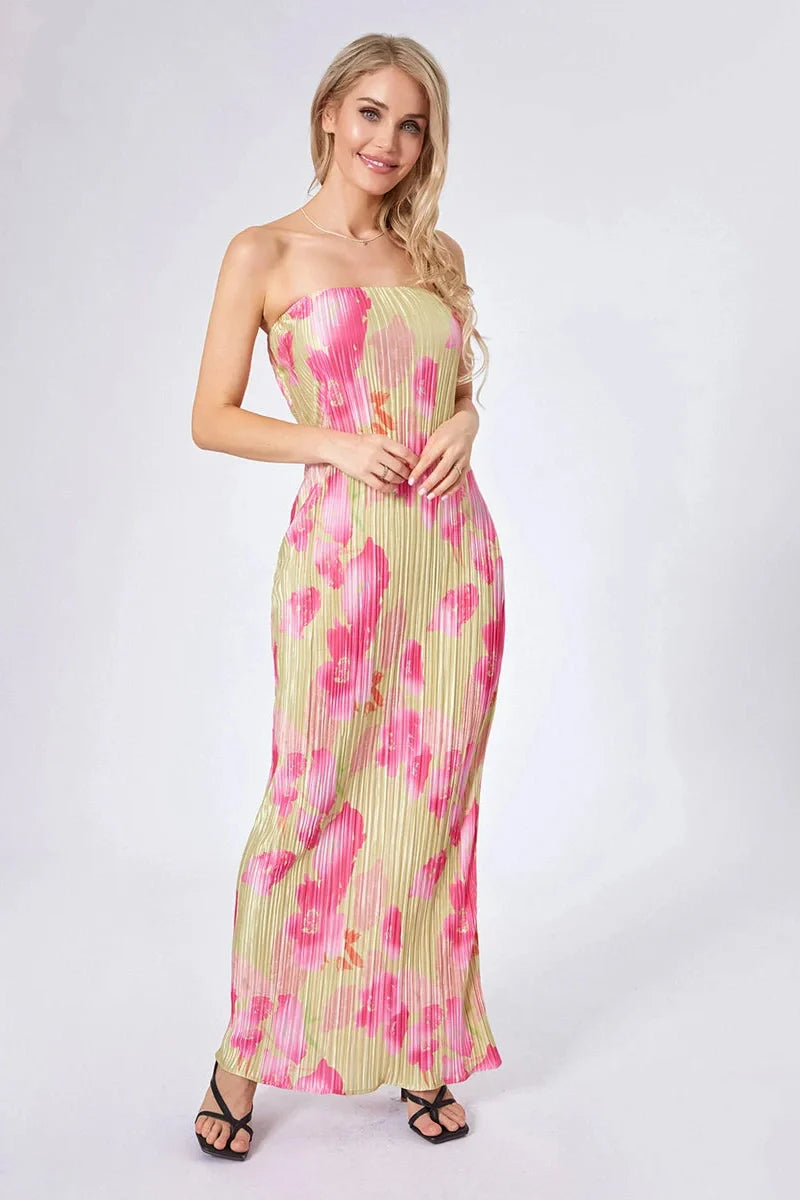 Sleeveless Off-Shoulder Strapless Maxi Dress