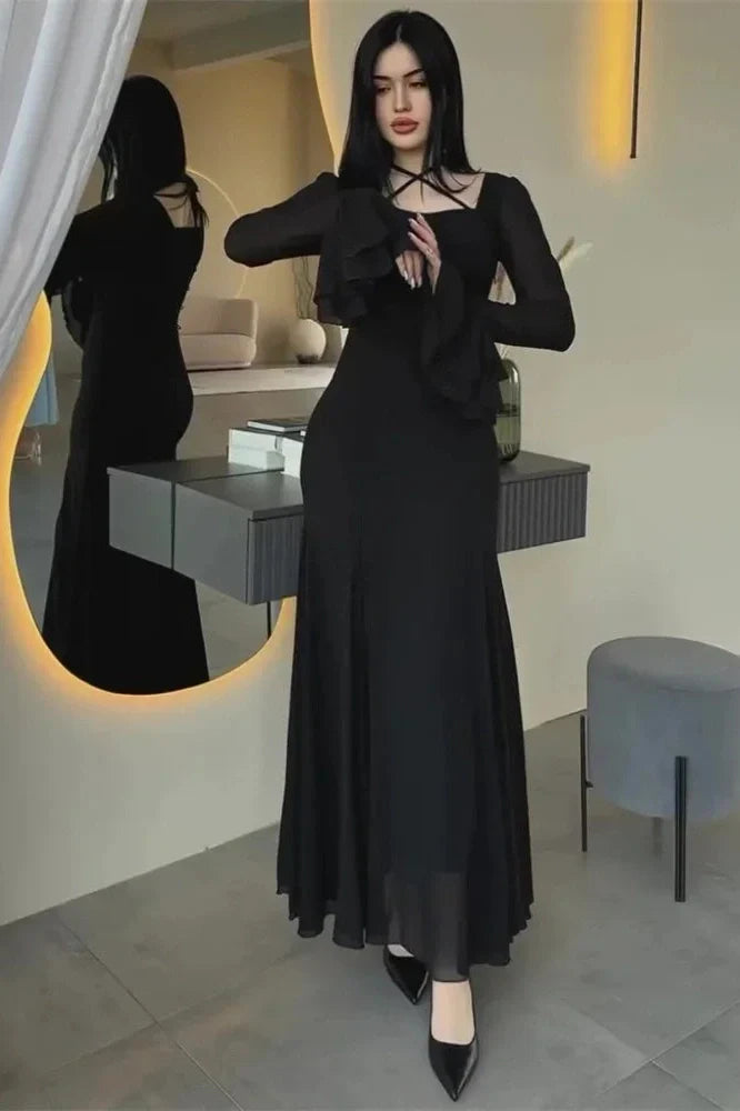 Patchwork Slim High Waist Maxi Dress