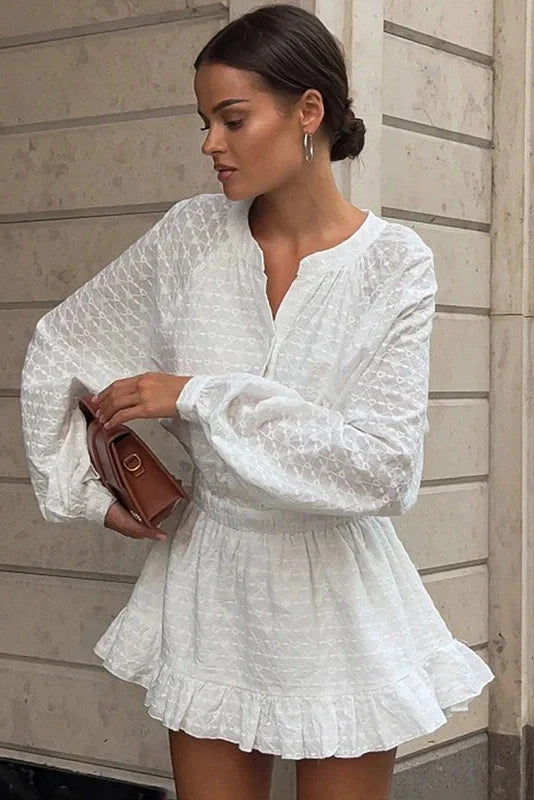 Elegant A-Line Sleeves Fit Waist Mini Dress