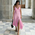 Lace Patchwork Backless Sleeveless Midi Dress