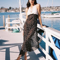 Polka Dot V-Neck Lace-Up Maxi Dress