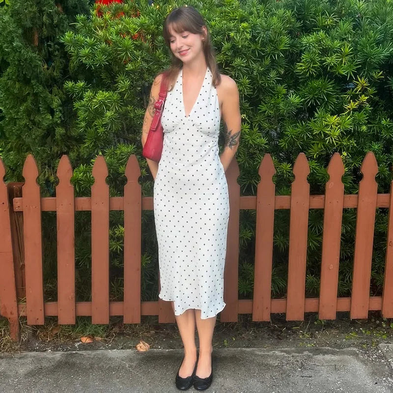 Printed Backless Bodycon Midi Dress