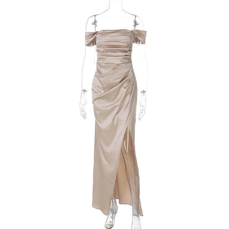 Off Shoulder Lace Up Slim Sleeveless Maxi Dress