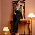 Lace Patchwork V-Neck Backless Maxi Dress