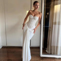 Strapless Lace Up Slim Maxi Dress