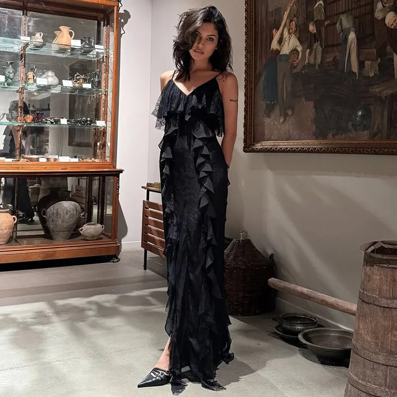Sleeveless Lace Slim Maxi Dress