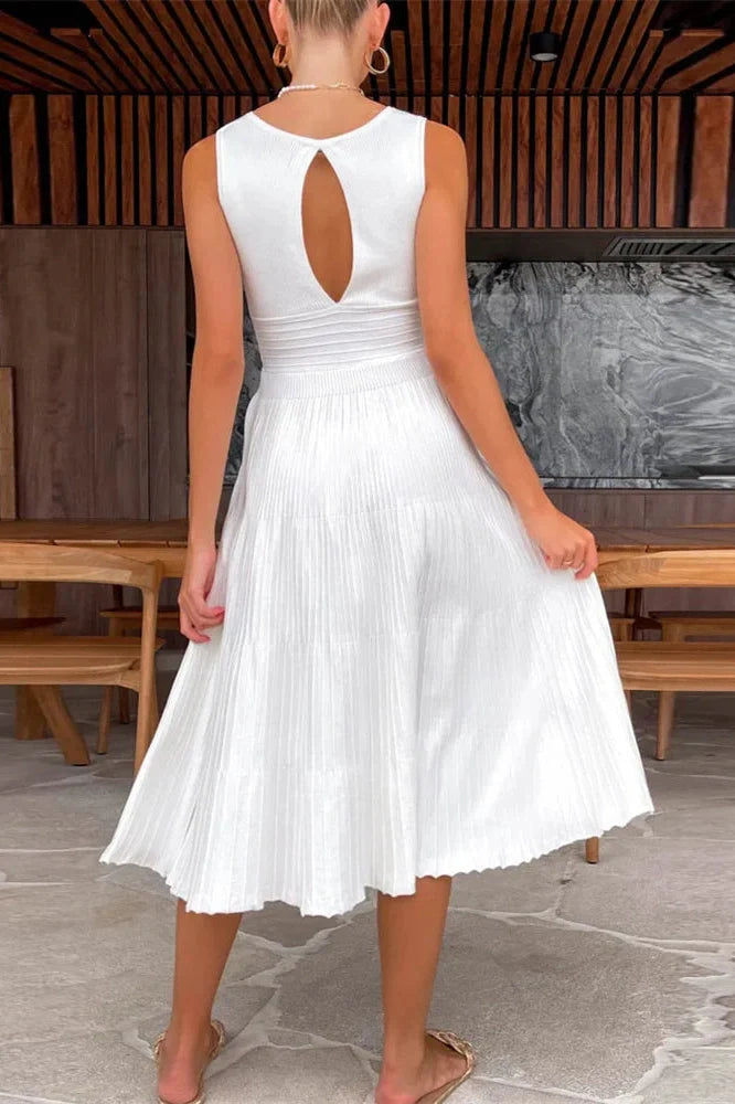 V-Neck Backless High Waist Midi Dress