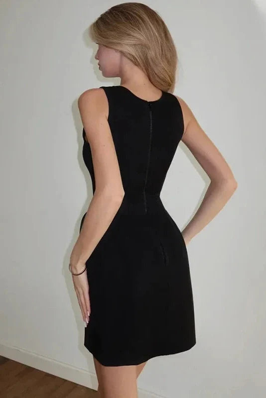 Elegant Sleeveless Round-Neck Mini Dress