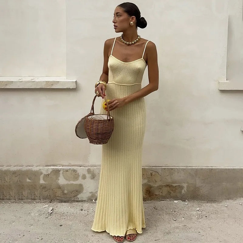 Sleeveless Spaghetti Strap Slim Maxi Dress
