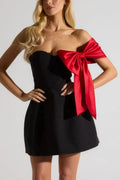 Off-Shoulder Patchwork Strapless Bodycon Mini Dress