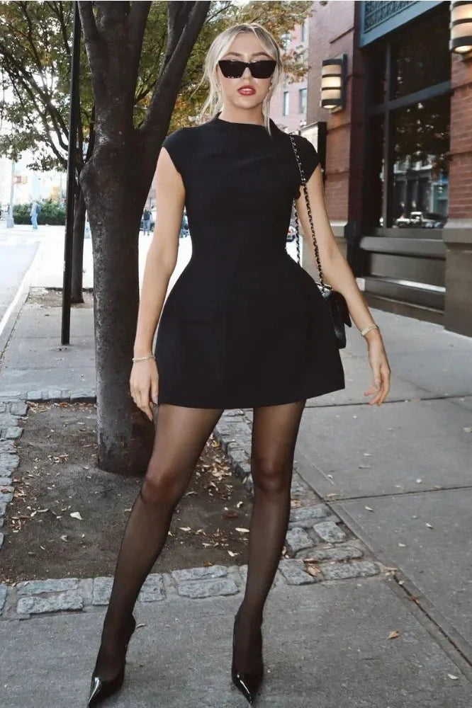 Sleeveless High Waist Patchwork Mini Dress