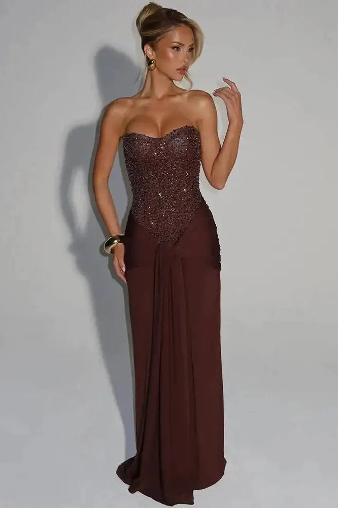 Off-Shoulder Strapless Backless Sleeveless Maxi Dress