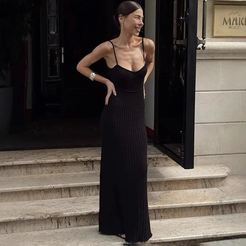 Sleeveless Spaghetti Strap Slim Maxi Dress