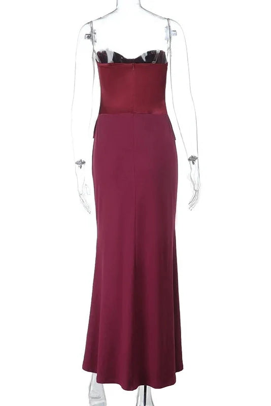 Elegant Slim Deep V-Neck Off Shoulder Sleeveless Maxi Dress