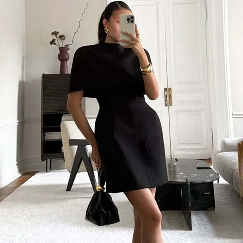 Elegant Round Backless Sleeveless Mini Dress