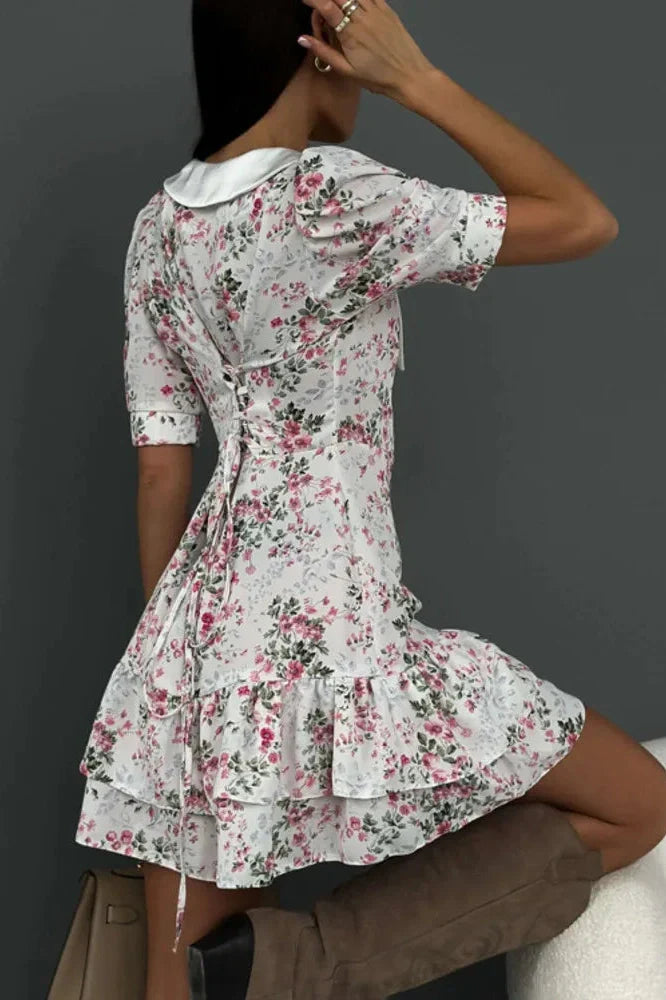 Short Sleeve Turn-down Collar Mini Dress