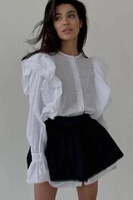 Flare Sleeve High Waisted Patchwork Mini Dress
