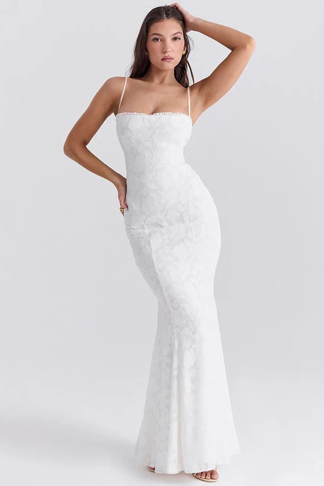 Backless Lace-up Spaghetti Strap Sleeveless Maxi Dress